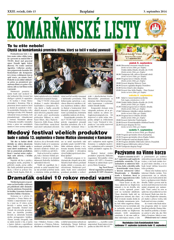 Komárňanské listy 15/2014