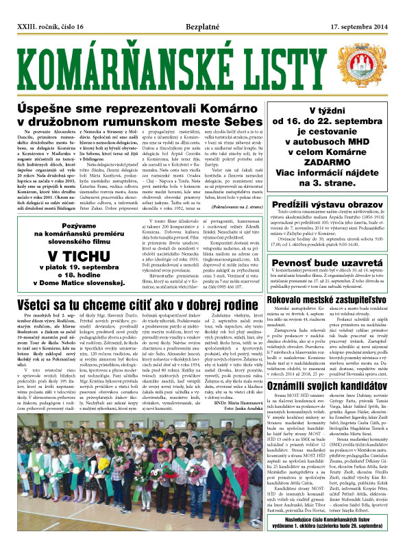 Komárňanské listy 16/2014