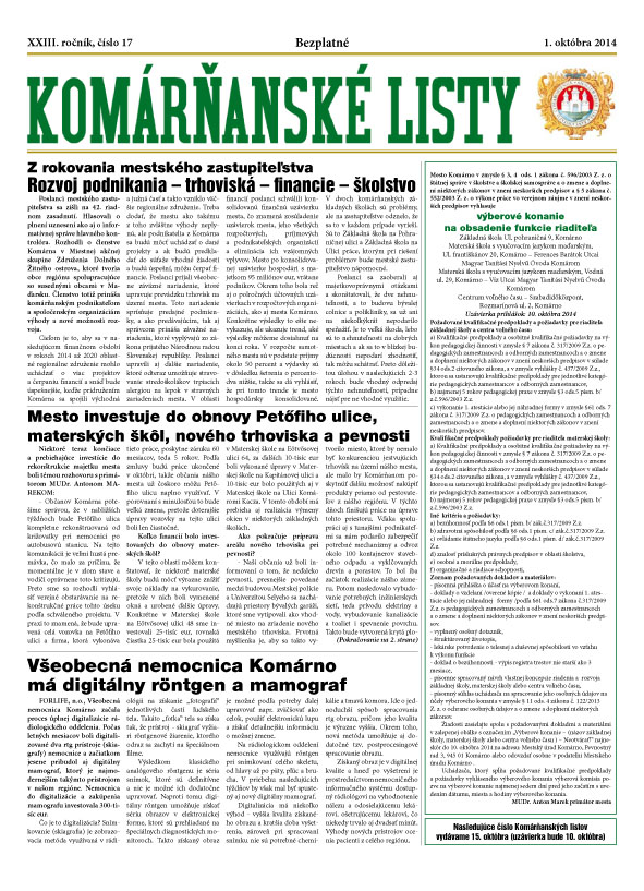 Komárňanské listy 17/2014
