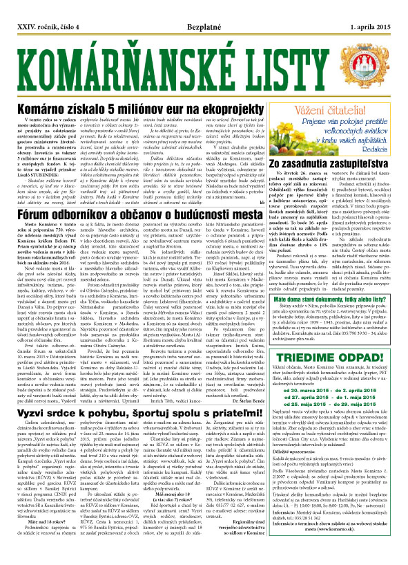 Komárňanské listy 04/2015