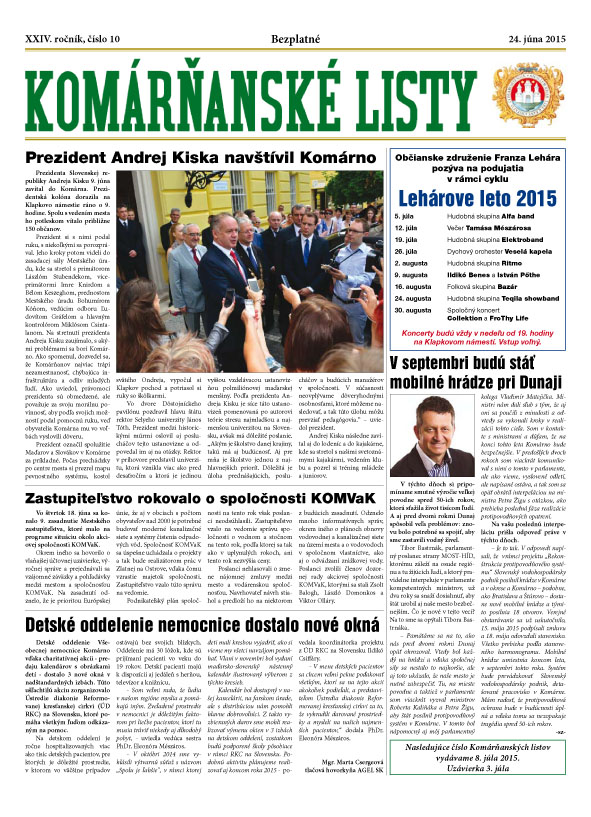 Komárňanské listy 10/2015
