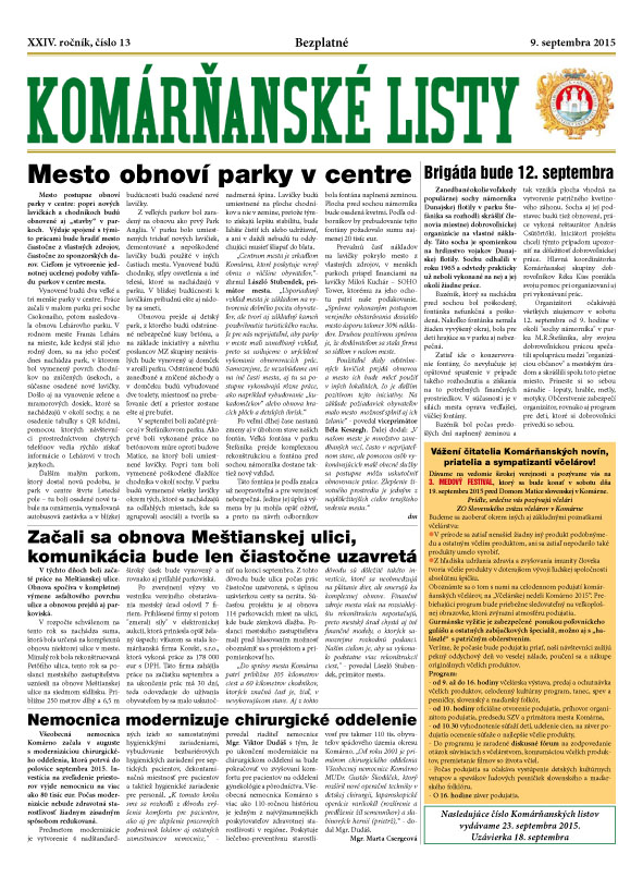 Komárňanské listy 13/2015