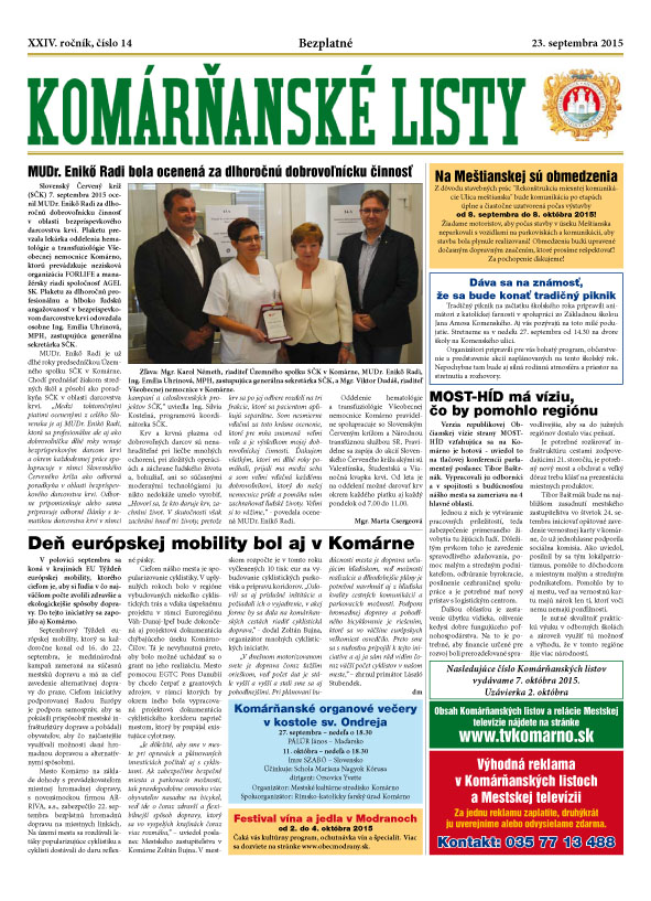 Komárňanské listy 14/2015