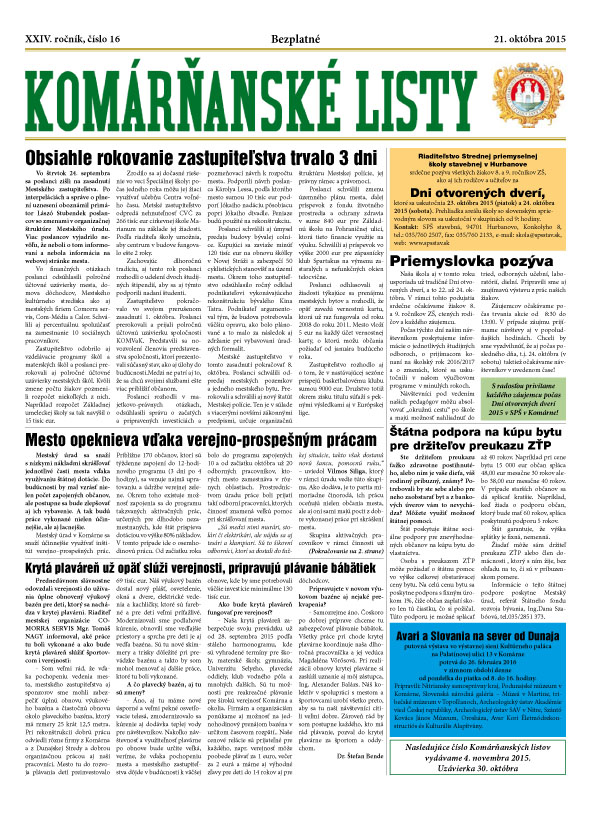 Komárňanské listy 16/2015