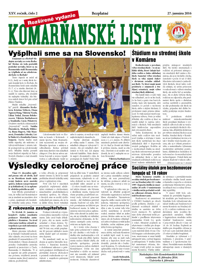 Komárňanské listy 02/2016