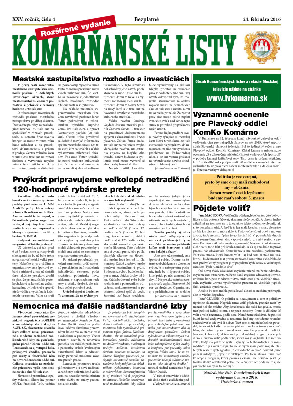 Komárňanské listy 04/2016