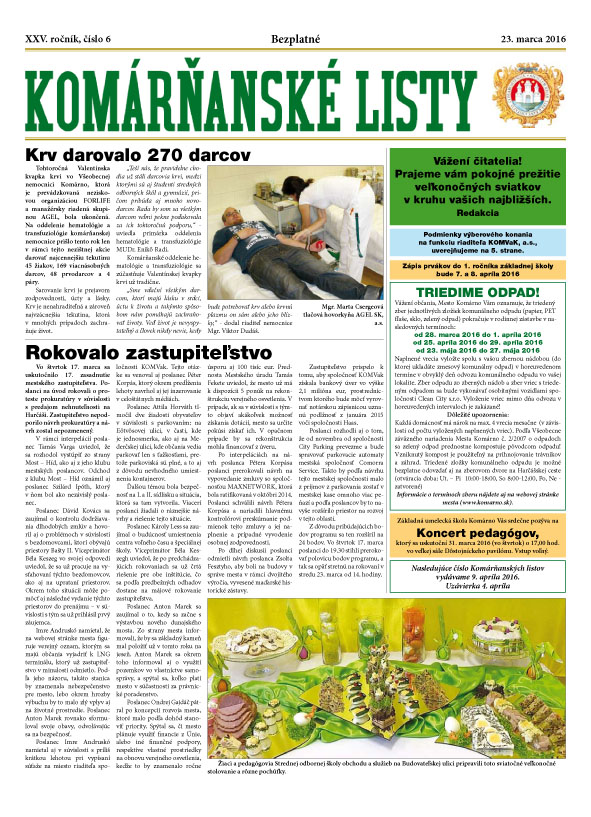 Komárňanské listy 06/2016
