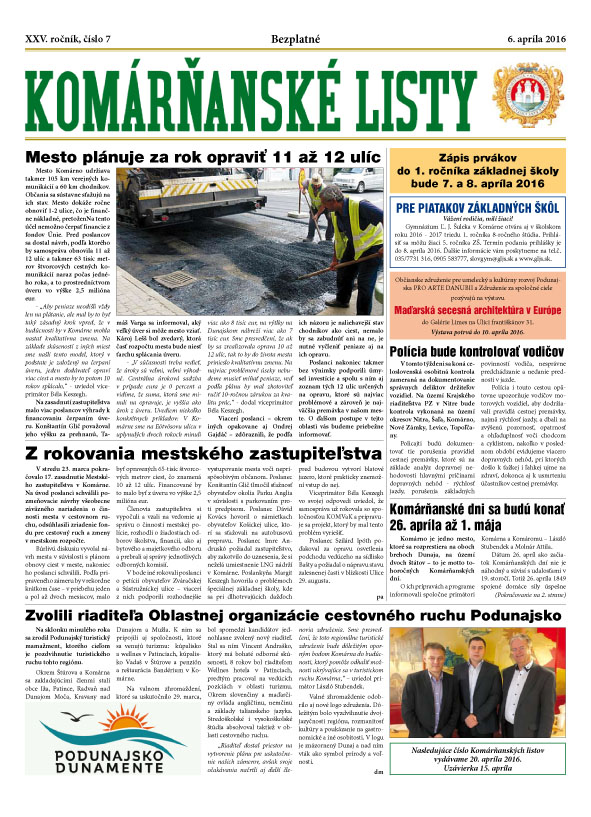 Komárňanské listy 07/2016