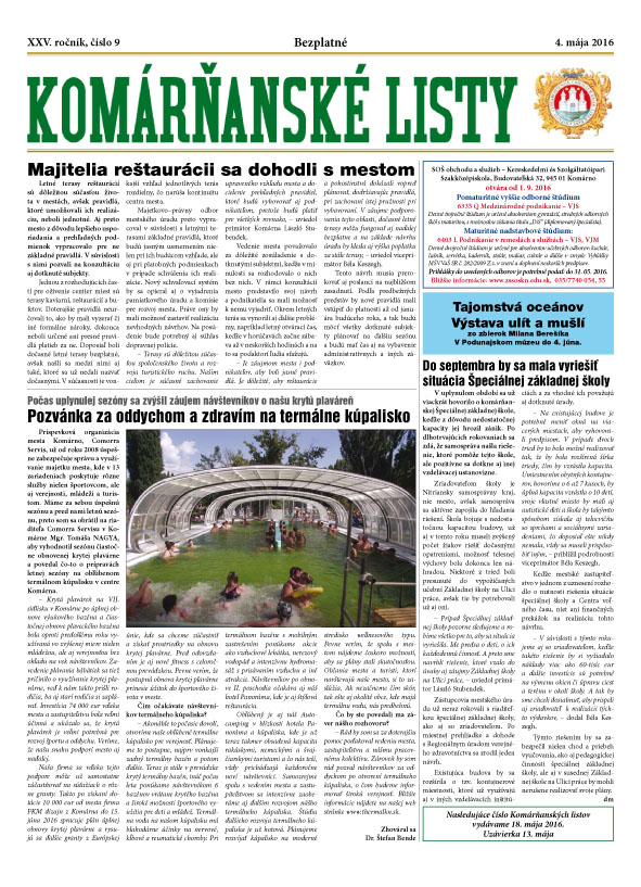 Komárňanské listy 09/2016