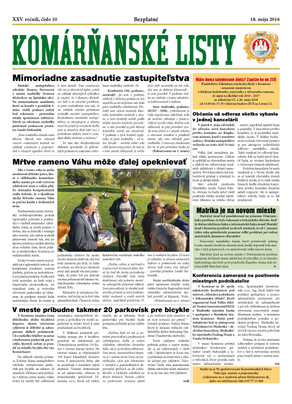 Komárňanské listy 10/2016