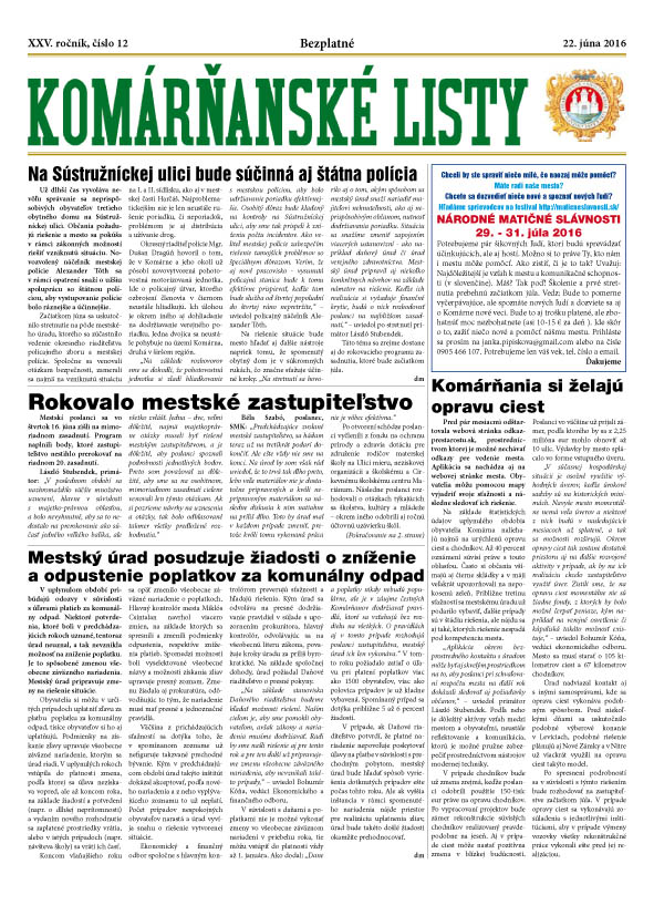 Komárňanské listy 12/2016