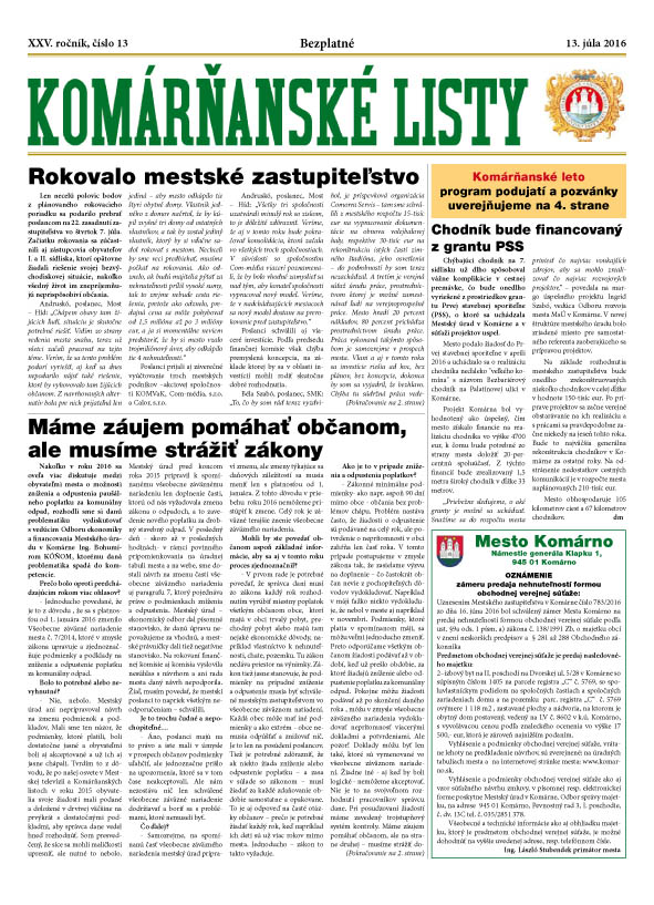 Komárňanské listy 13/2016