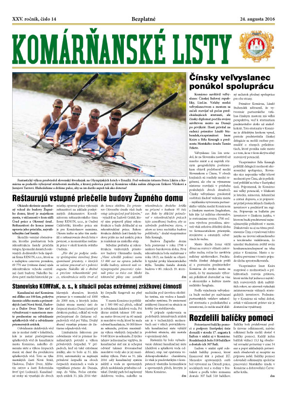 Komárňanské listy 14/2016
