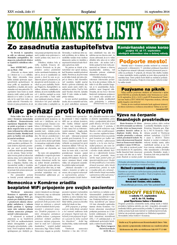 Komárňanské listy 15/2016