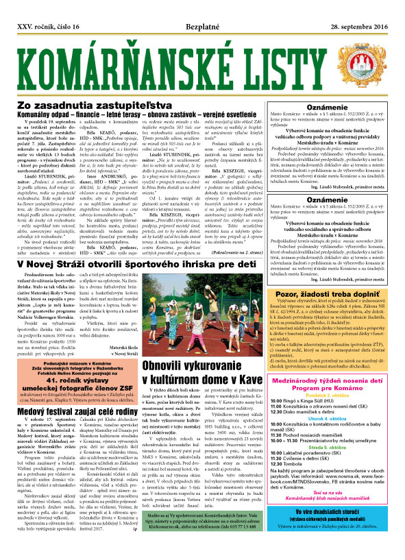 Komárňanské listy 16/2016