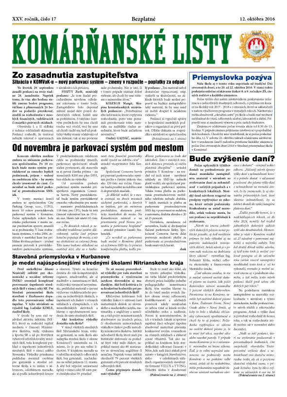 Komárňanské listy 17/2016