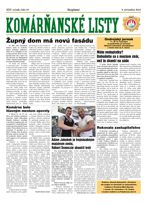Komárňanské listy 19/2016