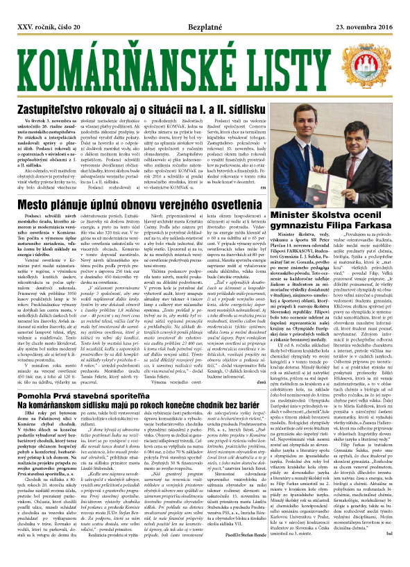 Komárňanské listy 20/2016