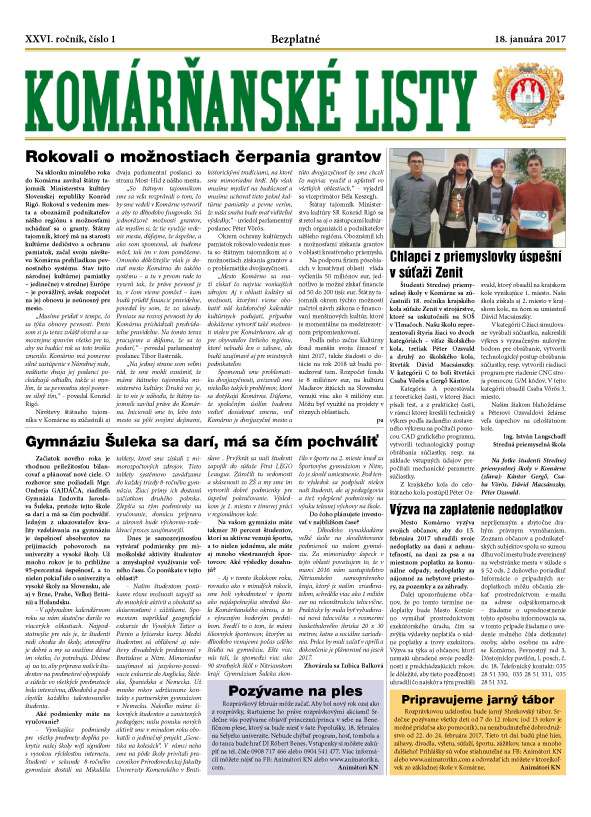 Komárňanské listy 01/2017
