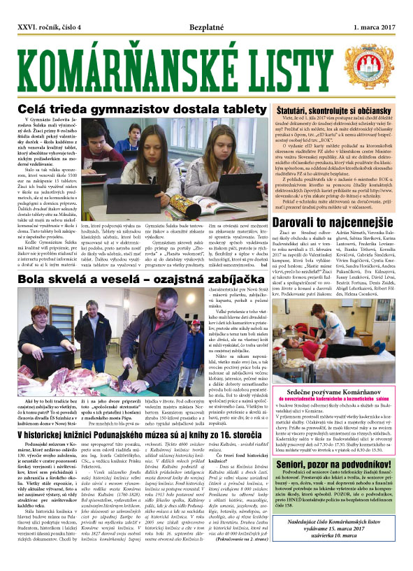 Komárňanské listy 04/2017