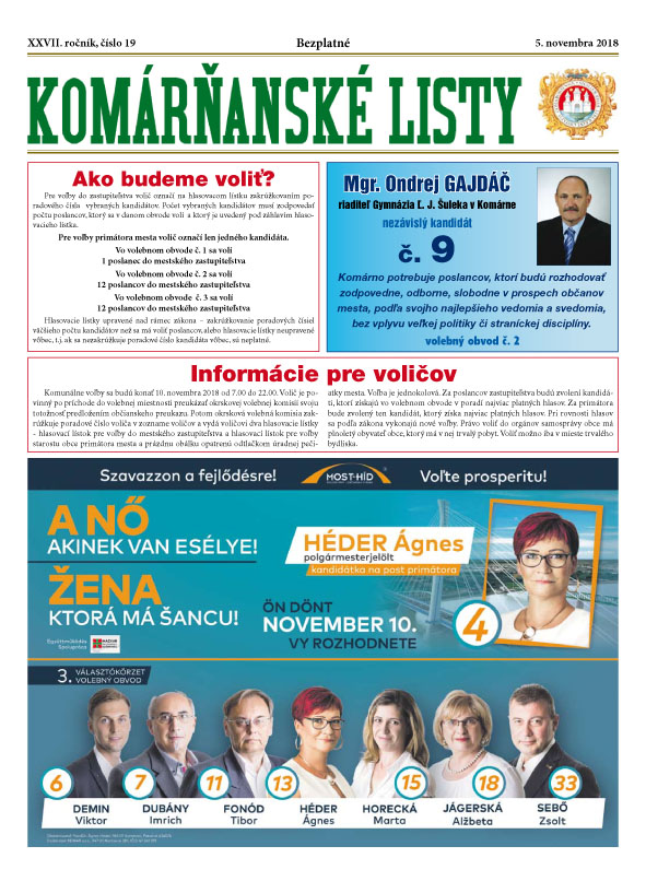 Komárňanské listy 19/2018