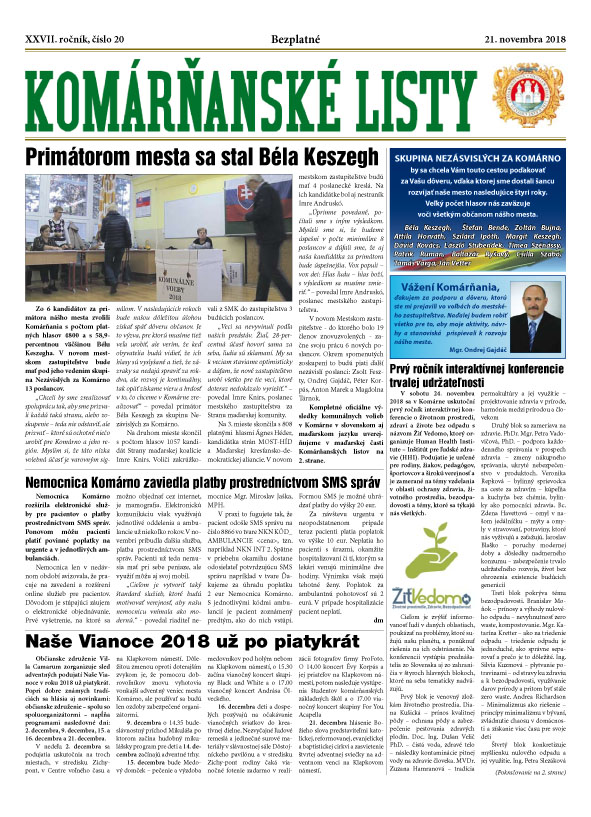 Komárňanské listy 20/2018